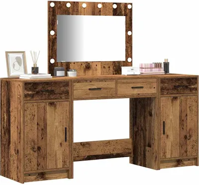 Productafbeelding van vidaXL Schminktafel, 3 stuks, bruin, 78,5 x 41 x 135 cm, houtvezel