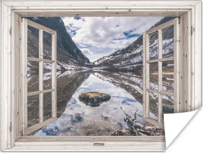 Produktbild von MuchoWow® Poster Aussicht - Berg - Wasser 80x60 cm - Kunst für zu Hause