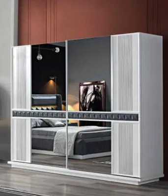 Produktbild von Kleiderschrank Schrank Luxus Holz Schränke Design Möbel Schlafzimmer Weiß Neu