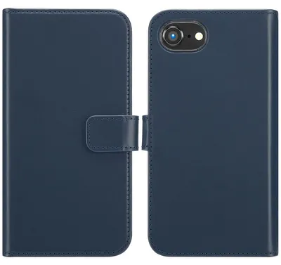 Imagen del producto de Funda de Cuero Auténtico tipo Libro para Apple iPhone 17e / 16e - Azul