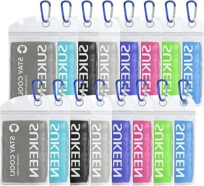 Produktbild von 16er Pack weich atmender Kühltuch - 40 x 12 Zoll - Microfaser Kühltuch - Yoga Sport - atmender Handtuch