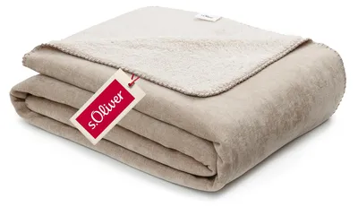 Produktbild von s.Oliver Lounge Decke 150x200 - Polyesterflausch kuschelig, warm & waschbar, Kuscheldecke beige – Größe 150 x 200 cm
