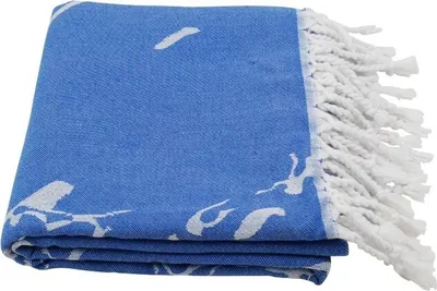 Produktbild von Hamamtuch als Strandtuch Saunatuch Badetuch "Marmor" blau