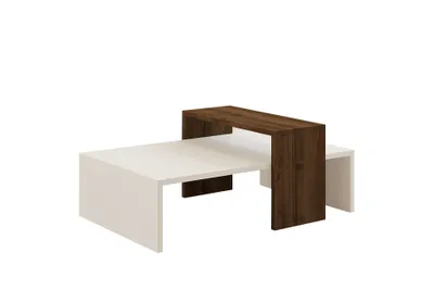 Image de Skye Decor, Glow - White, Walnut, Table basse, noyer, 100 % PANNEAUX DE SPANCE REVÊTUS DE MÉLAMINE, 80 x 50 x 31,8 cm