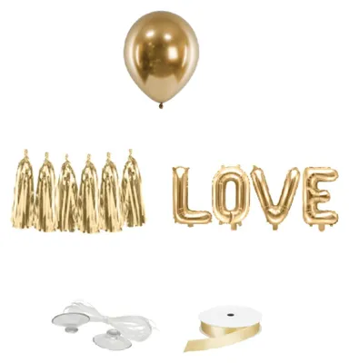 Produktbild von 12-teiliges Auto-Deko-Set in Gold für Hochzeiten - Einheitsgröße