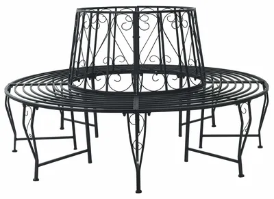 Image de vidaXL Banc en forme d'arbre Ø 160 x 89 cm Acier noir Rond