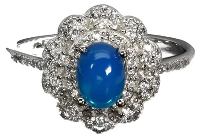 Produktbild von Eleganter Silberring mit natürlichem blauem Opal und Zirkonia, Ringgröße 16