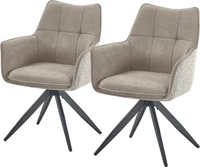 Produktbild von home24 Drehbarer Armlehnenstuhl 2er-Set - Metall / Textil
