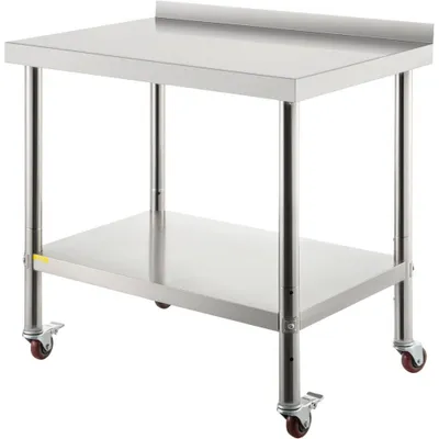 Immagine prodotto di Tavolo da lavoro in acciaio inox - Tavolo mobile per la preparazione del lavoro - 76,2 x 61 cm