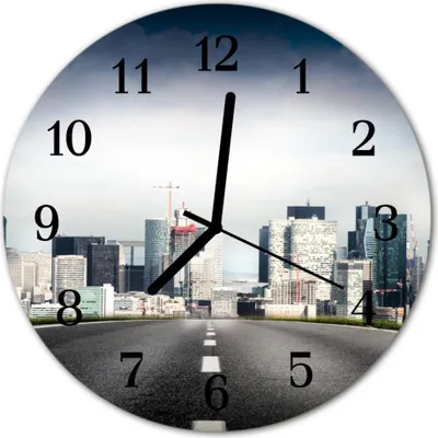 Produktbild von Glasuhr Wanduhr Küchenuhr Echt-Glas 30fi cm Weg Stadt grau