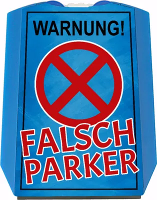 Produktbild von Warnung Falschparker Parkscheibe mit Warnschild Motiv und 2 Einkaufswagenchips