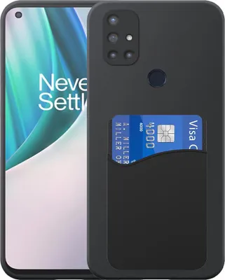 Produktbild von Geeignet für OnePlus Nord N10 Phone Case mit Silikon-Kartenhalter - Flexible Back Cover Case Silikon TPU mit Silikon Cardslot - Schwarz - Smartphonica