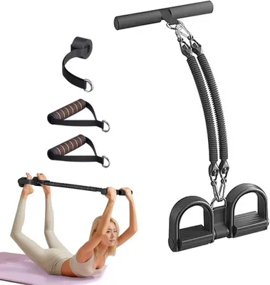 Produktbild von Fitnessband mit Pedalen, Latex, Widerstandsbänder für Bodybuilding, schwarz
