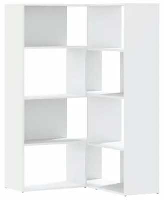Zdjęcie produktu dla Regał narożny 4 półki biały 85x85x140 cm materiał drewnopochodny