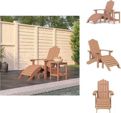 Produktbild von vidaXL Adirondack-Gartenstuhl mit Hocker & Tisch HDPE Braun - Gartenstühle