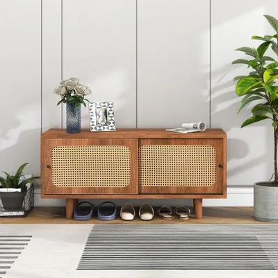 Immagine prodotto di Credenza in noce con 2 ante, ripiano regolabile, 104x40x48 cm