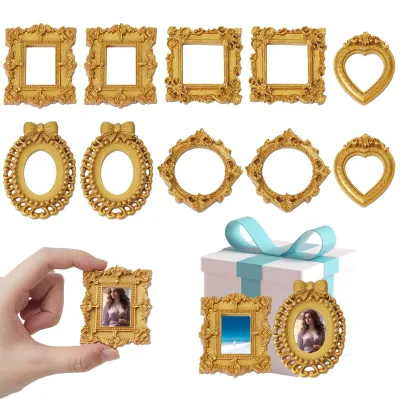 10 Mini-Fotorahmen aus Kunstharz, gold, Vintage-Stil