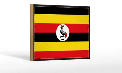 Produktbild von Holzschild Flagge Ugandas 18x12 cm Retro Flag of Uganda  Dekoration