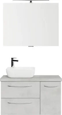 Produktbild von pelipal Badmöbel-Set xpressline 4035 BxHxT 90 x 200 x 44,5 cm Frontfarbe grau mit Keramik-Waschtisch, Waschtischuntersch