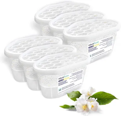 Immagine prodotto di Deumidificatore da 400 ml, riduce l'umidità, 6 pezzi di deumidificatori per ambienti umidi JASMINE | Neutralizzatore di odori, assorbitore di umidità per la cucina