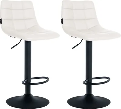 Produktbild von CLP 2er Set Barhocker Jerry Kunstleder höhenverstellbar und 360 drehbar weiß Gestell Farbe schwarz