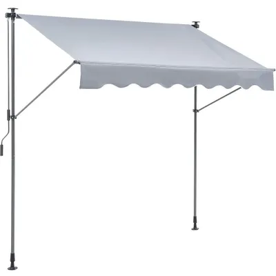 Immagine prodotto di Tenda da sole per balcone 3x1,2 m - Tenda a bracci pieghevoli regolabile in altezza da 2,2 a 3,1 m - Tenda a pinza retrattile - Alluminio acciaio - Rivestimento biadesivo inPoliuretano180G - Tenda da sole per balcone e patio