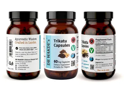 Produktbild von DR WAKDE'S Trikatu Kapseln | 60 Vegi Caps | Ayurveda-Supplement | Vegan | 100% Kräuter | Mengenrabatte | Am selben Tag Versand