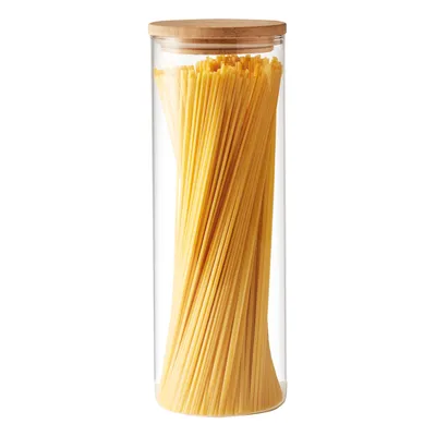 Image de montana :keep jar, 1,7l, grand, rond, en verre avec couvercle en bois, fermeture hermétique, 057222