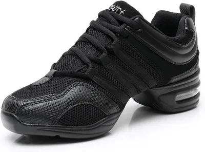 Productafbeelding van Dames dansschoen in sneakerstijl voor Latijnse dans met veters en rubberen zool