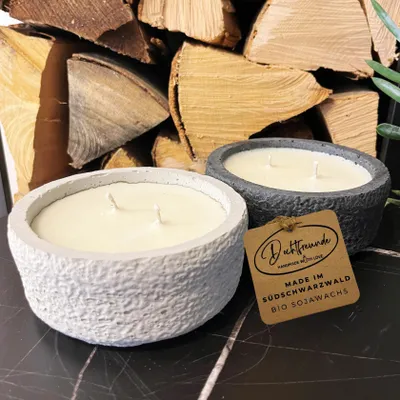 Imagen del producto de hecho a manoes Betonkerzen set Black and White natural Stilvolle cera vela lata
