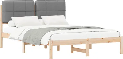Immagine prodotto di Letto con Testiera Rivestita Grigio chiaro 150 x 200 cm
