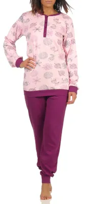 Produktbild von Edler Damen Interlock Pyjama lang mit Bündchen - auch in Übergrössen - 202 201 96 105 ; rosa , 60