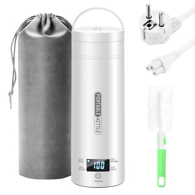 Reise-Wasserkocher 500 ml, 4 Temperaturen, Edelstahl, tragbar