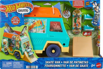 Produktbild von Hot Wheels Skate Tony Hawk Skatervan-Spielset mit exklusivem Fingerboard und abnehmbaren Skateschuhen, Bus, 5 Jahr(e), Kunststoff, Mehrfarbig