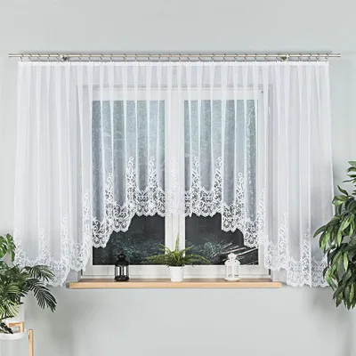 Produktbild von BERENIKA - Fertiggardine aus Jacquard mit Schnitt unten - 530x160 cm - weiß