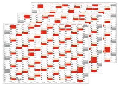 Produktbild von 3 Stück XXL Wandkalender DIN A0 2028 (rot2) große Tageskästchen (Kalender werden gerollt versendet)