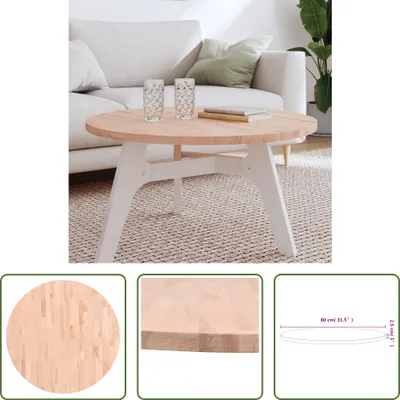 Produktbild von The Living Store Tischplatte Ø80x2,5 cm Rund Massivholz Buche
