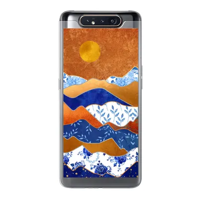 Produktbild von MuchoWow® Handyhülle Schutzhülle Hülle für Samsung Galaxy A80 Delfter Blau - Gold - Blumen Silikon Softcase Handy Hülle - Schutzdeckel