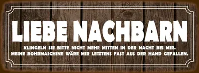 Produktbild von vianmo Holzschild 10x27 cm liebe Nachbarn klingeln Sie Dekoration