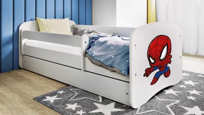 Produktbild von Kinderbett Jugendbett SUPERHELD70x140, 80x160, 80x180 cm - Komplettset mit Schublade & Rausfallschutz