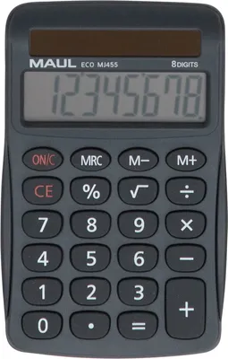 Immagine prodotto di Calcolatrice da tavolo MAUL ECO MJ 455 Display LCD a 1 riga, 8 cifre Solare 11,2 x 7,1 x 2 cm grigio