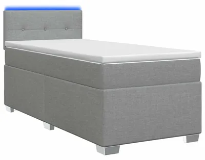 Immagine prodotto di Letto con rete a molle e materasso, colore grigio chiaro, 90 x 190 cm, rivestito in tessuto
