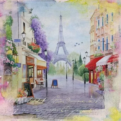 Produktbild von Servietten Papier 33x33cm 3-lagig Stadtteil Paris Eiffelturm 20 Stück
