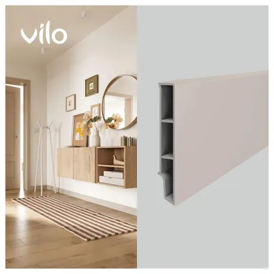 Produktbild von VILO Sempla 80 710 - PVC Sockelleiste Wasserfest - Fußbodenleiste Kleben - 240 cm - Kaschmir