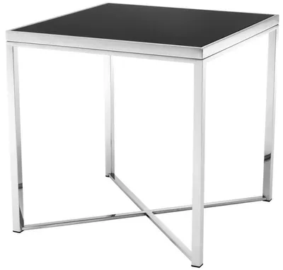 Zdjęcie produktu dla Casa Padrino stolik boczny ze stali nierdzewnej z czarnym szklanym blatem 61 x 61 x H. 61,5 cm - Meble do salonu