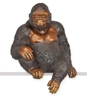 Produktbild von Bronzeskulptur sitzender Gorilla Replikat Retro Design Dekoration
