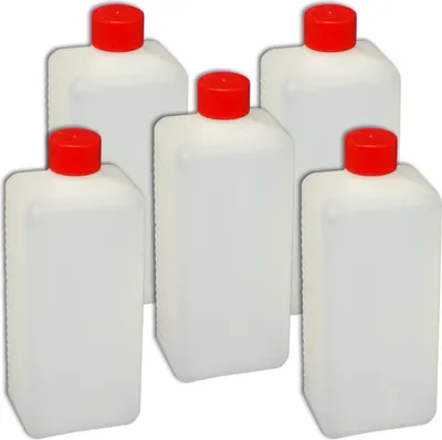 Produktbild von Meier 5 Stück 500 ml Plastikflasche Enghalsflasche Abfüllflasche mit Deckel PE-Flasche