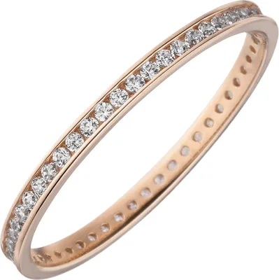 Produktbild von Gr. 58 Damen Ring schmal 333 Gold Rotgold mit Zirkonia rundum Rotgoldring