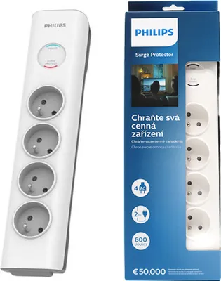 Zdjęcie produktu dla Philips SPN7040WA/60 listwa przeciwprzepięciowa Biały 4 gniazda AC 2 m