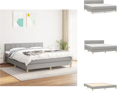Produktbild von vidaXL Boxspringbett mit Matratze Hellgrau 160x200 cm Stoff -  Betten & Bettgestelle